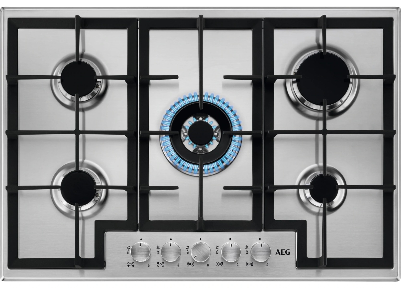 AEG HGB75400SM 75cm 5 Burner Gas Hob - Stainless Steel