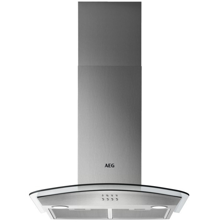 AEG DTB3653M 60cm Curved Glass Chimney Cooker Hood - Stainless Steel