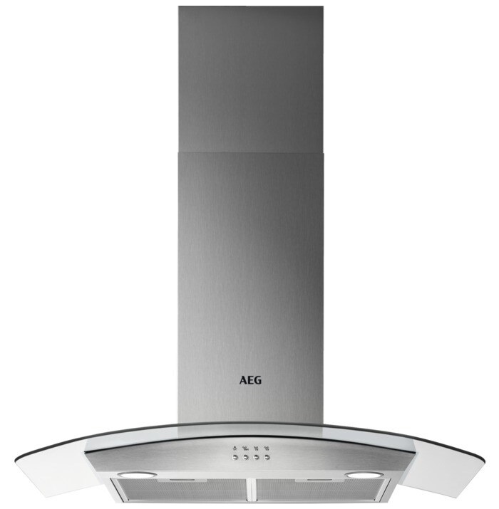 AEG DTB3953M 90cm Curved Glass Chimney Cooker Hood - Stainless Steel