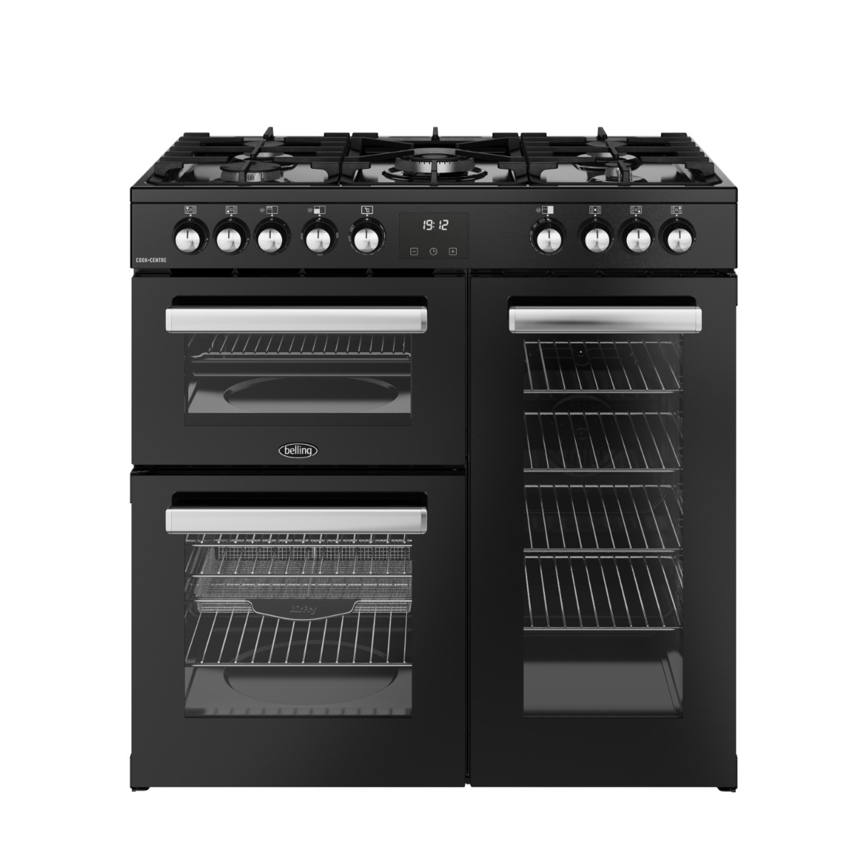Belling Cookcentre 90DF 90cm Dual Fuel Range Cooker - Black