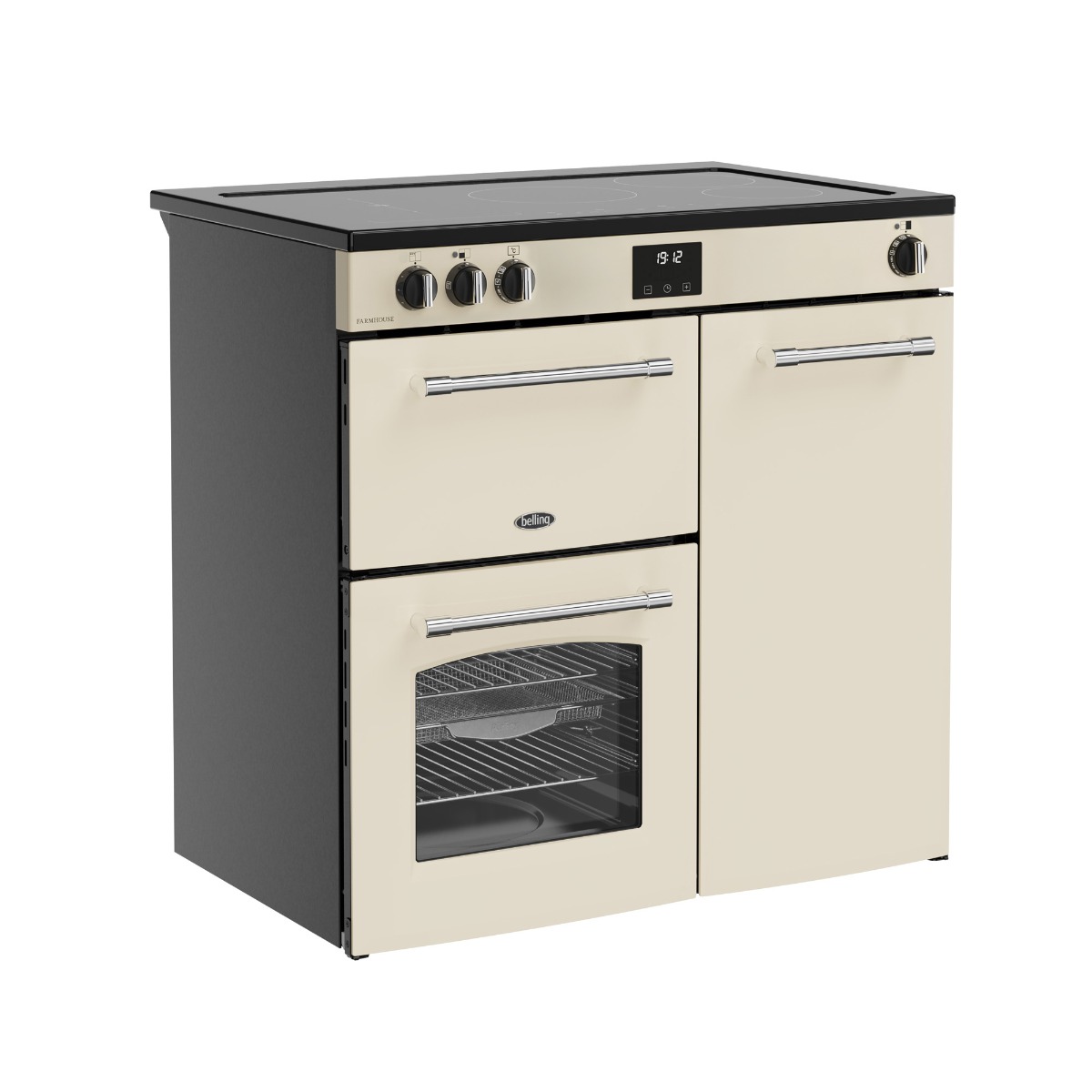 Belling Farmhouse 90EI 90cm Electric Induction Range Cooker - Cream