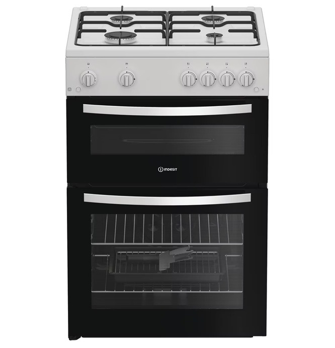 Indesit ITG6GW 60cm Gas Twin Cavity Cooker - White