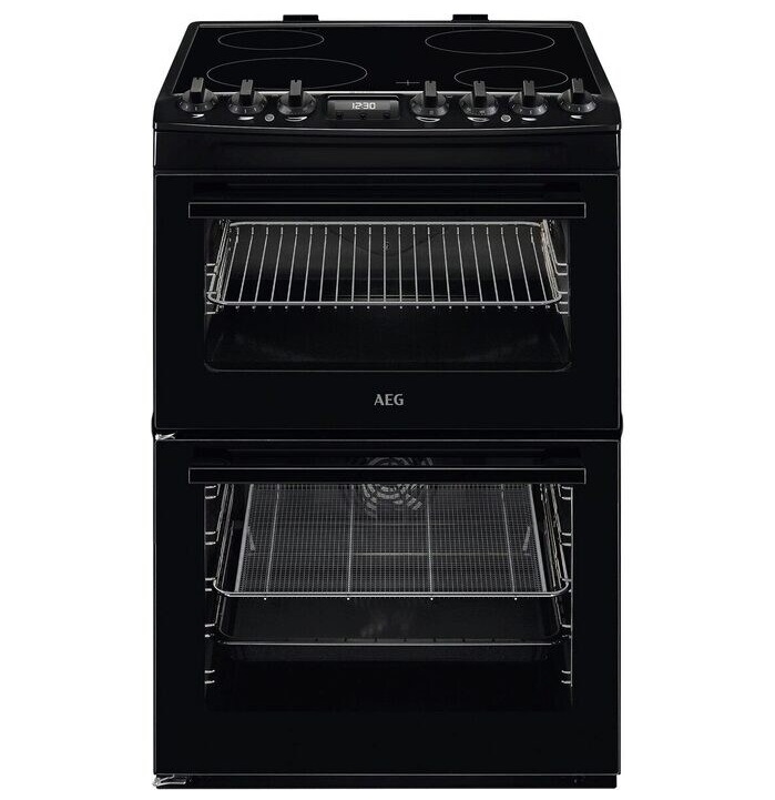 AEG 6000 Series CCX6740ACB 60cm AirFry Double Oven Ceramic Electric Cooker - Black