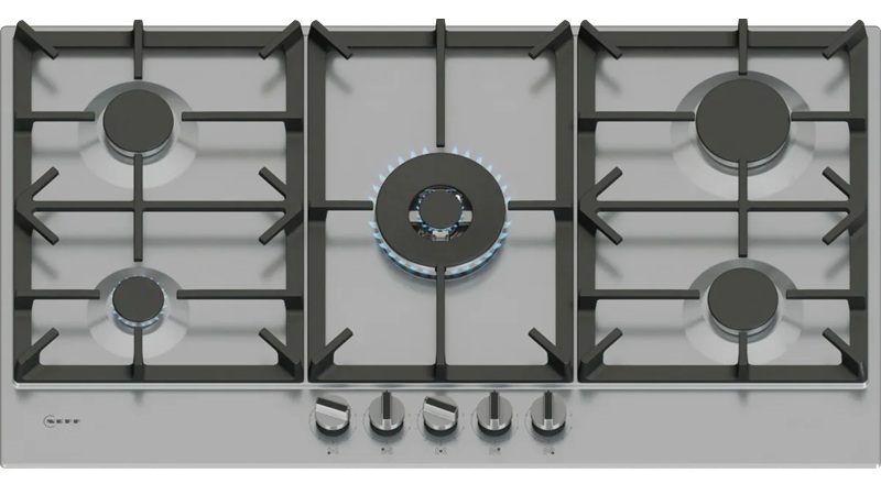 Neff T29CIR8N0 N70 92cm Wide 5 Burner Gas Hob - Stainless Steel