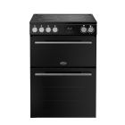 Belling Vision 60E 60cm Electric Ceramic Double Oven Cooker - Black Silver & Steel