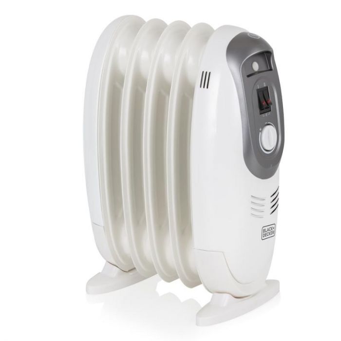 White BLACK+DECKER BXRA43006GB Compact Oil Filled Radiator with 2 Heat Setting and Adjustable Thermostat 600 W