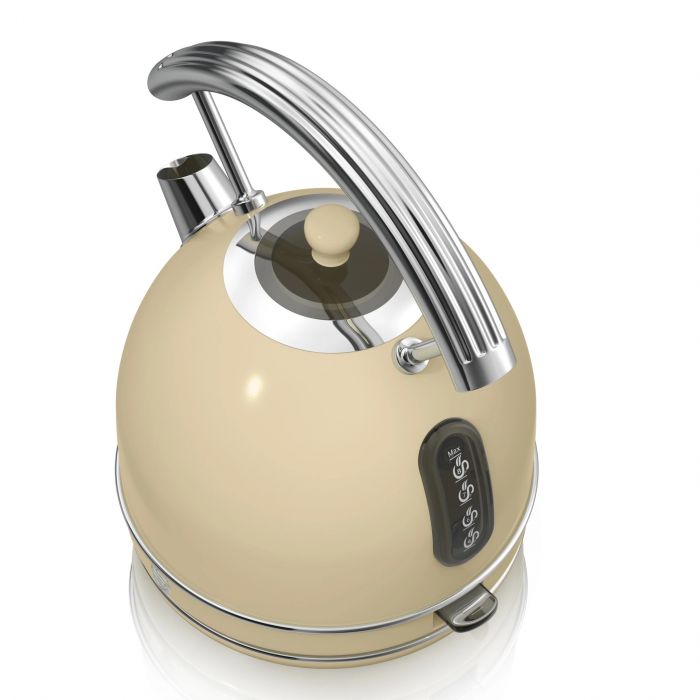 Swan Cream 4 Slice Toaster, Retro Kitchen Kettle and Toaster Set 1.8L Dome Kettle 