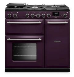 Rangemaster AURA90DFP/19282 image of 90cm dual fuel range cooker in plum finish