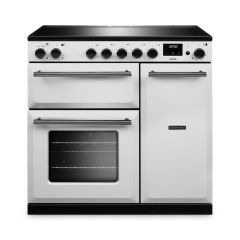 Rangemaster AURA90EIP/19283 90cm Induction Range Cooker - White With Onyx Trim