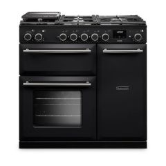 Rangemaster AURA90DFP/19324 image of black 90cm dual fuel range cooker