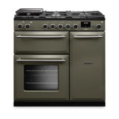 Rangemaster AURA90DFP/19329 image of 90cm dual fuel range cooker in river bed finish