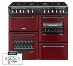 Stoves Richmond Deluxe 100DF 100cm Dual Fuel Range Cooker - Garnet Red