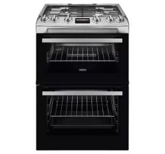 Zanussi ZCG63260XE 60cm Double Oven Gas Cooker, Stainless Steel