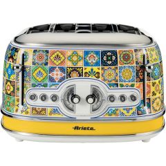 Ariete AR1561 Positano Retro Style 4 Slice Toaster - Yellow & Blue 