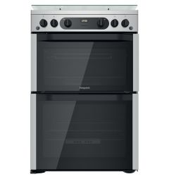 Hotpoint HDM67G0CCX 60cm Gas Cooker With Double Ovens - Stainless Steel