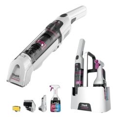 Shark HX100UKT Cordless Spot Cleaner Shown With Caddy & Accessories