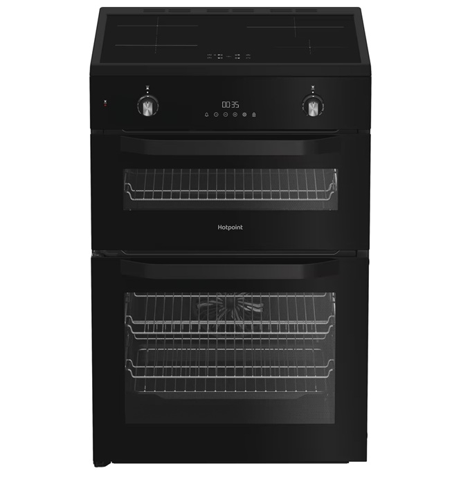 Hotpoint HDE6IDC2B1 60cm Double Oven Electric Cooker With Induction Hob - Black