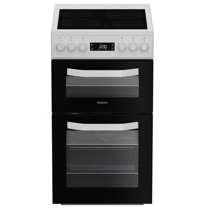 Hotpoint HDE5VDCW 50cm Double Oven Electric Cooker With Ceramic Hob - White