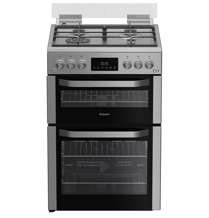 Hotpoint HDG6GDCWX 60cm Double Oven Gas Cooker - Stainless Steel
