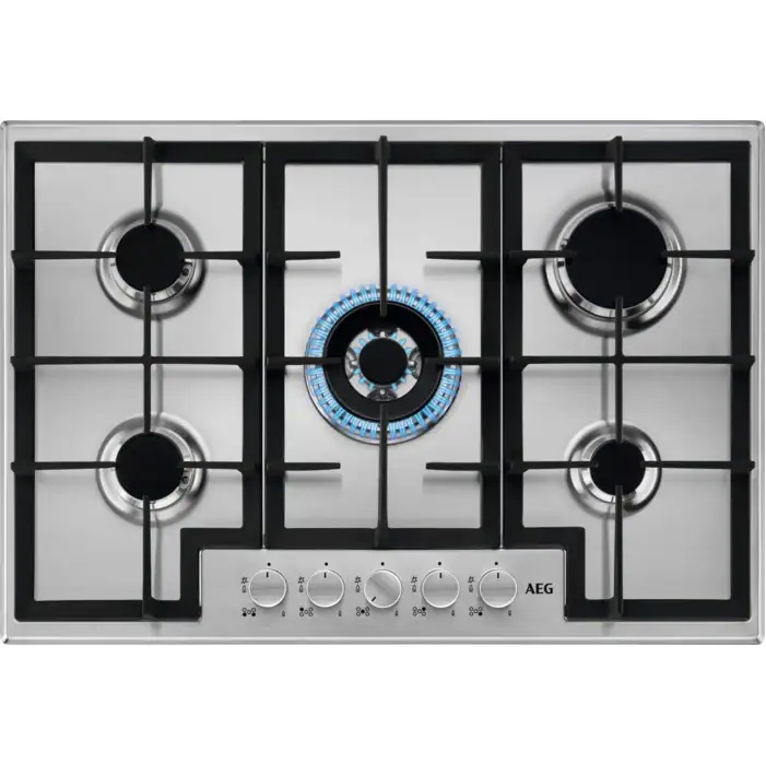 AEG 3000 Series HGX75400SM 75cm 5 Burner Gas Hob - Stainless Steel