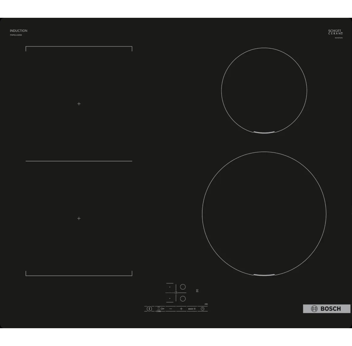Bosch Series 4 PWP611BB5B 60cm CombiZone Induction Hob - Black