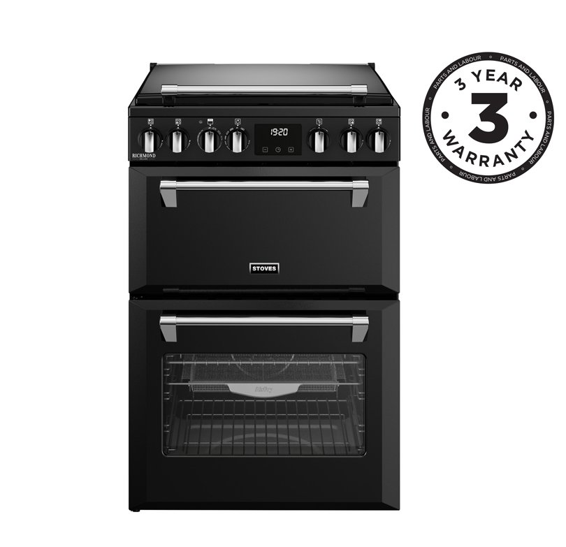 Stoves 444411844 Richmond Deluxe 60DF 60cm Dual Fuel Mini Range Cooker - Black