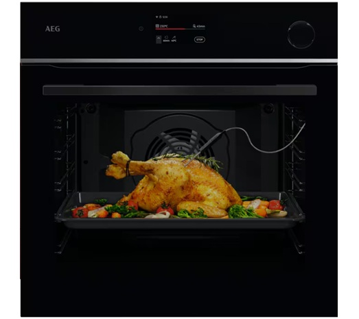 AEG TR7PB731SB 7000 Series Pyrolytic SteamCrisp Built In Electric Single Oven - Black