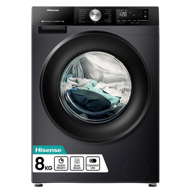 Hisense 3S Series WF3S8043BB3 Washing Machine 8kg 1400 rpm - Black - A Rated