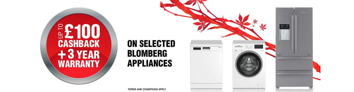 blomberg free standing cashback and 3 year warranty promotion